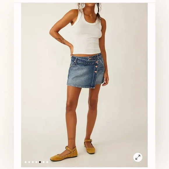 Free People We The Free Wynne Denim Skirt. NWT. Cornflower - Picture 5 of 7